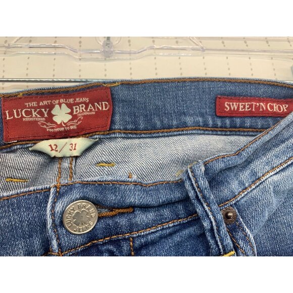 Lucky Brand Women Jeans Sz 12 / 31 Sweet N Crop Blue Denim Classic Beachy Casual - Picture 3 of 12